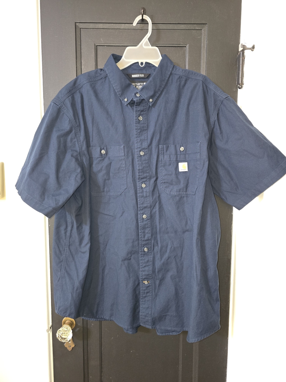 Carhartt Men's Short-Sleeve Button-Down 2XL Shirt in Navy Blue